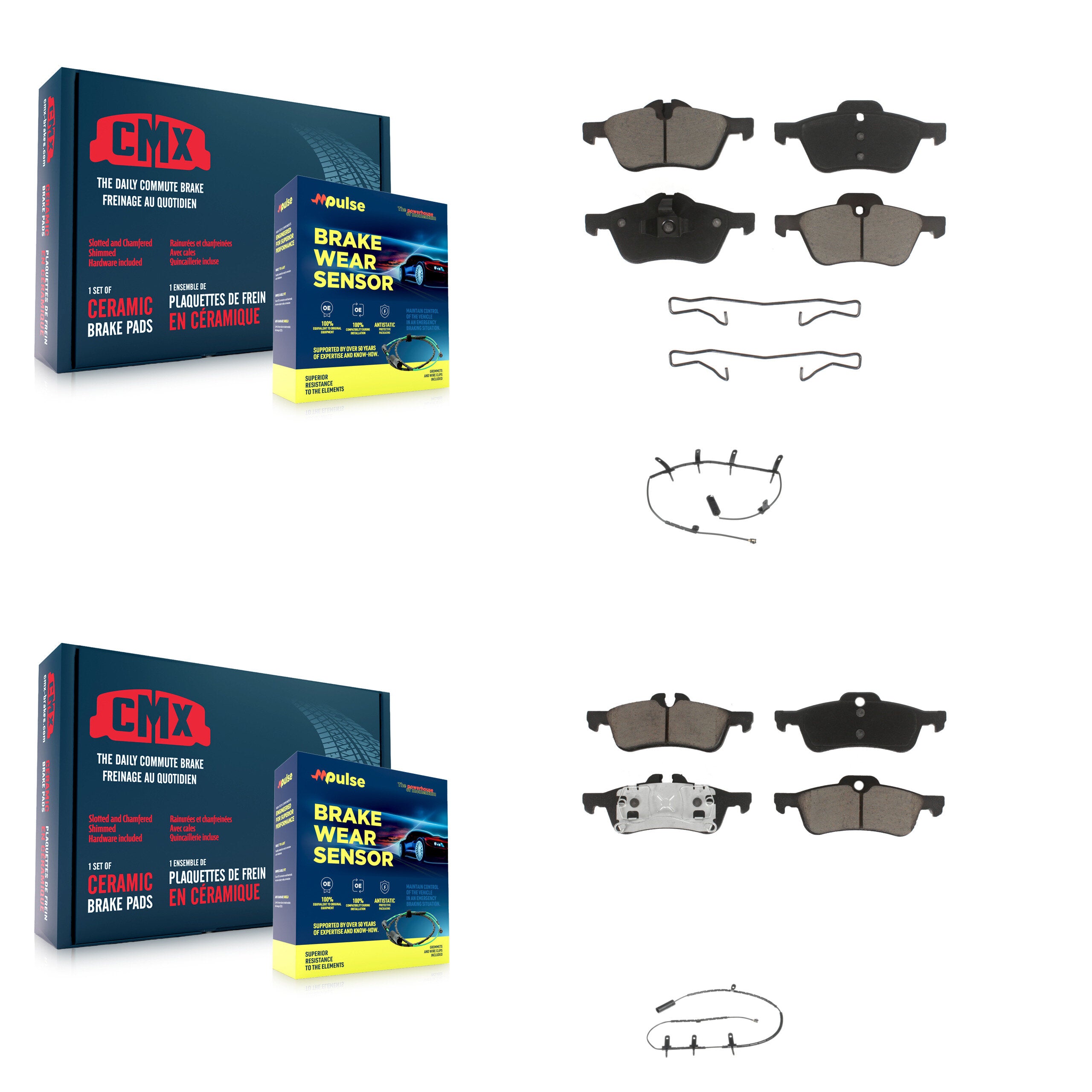 Front Rear Ceramic Disc Brake Pads And Wear Sensors Kit For Mini Cooper KCW-100130