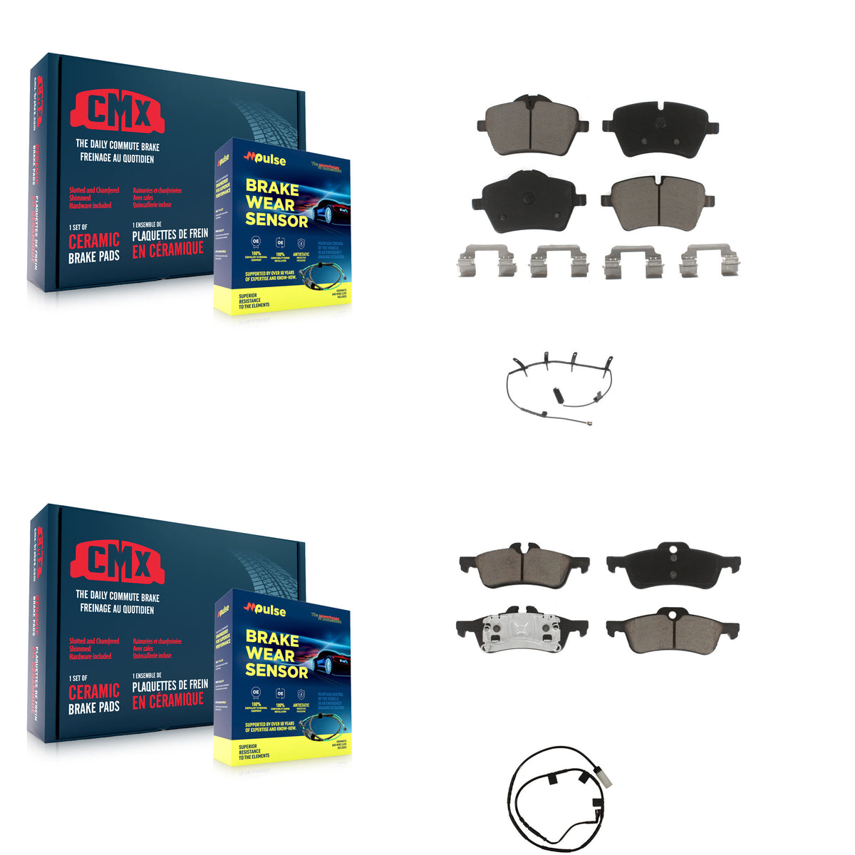 Front Rear Ceramic Disc Brake Pads And Wear Sensors Kit For 2006 Mini Cooper 1.6L KCW-100132