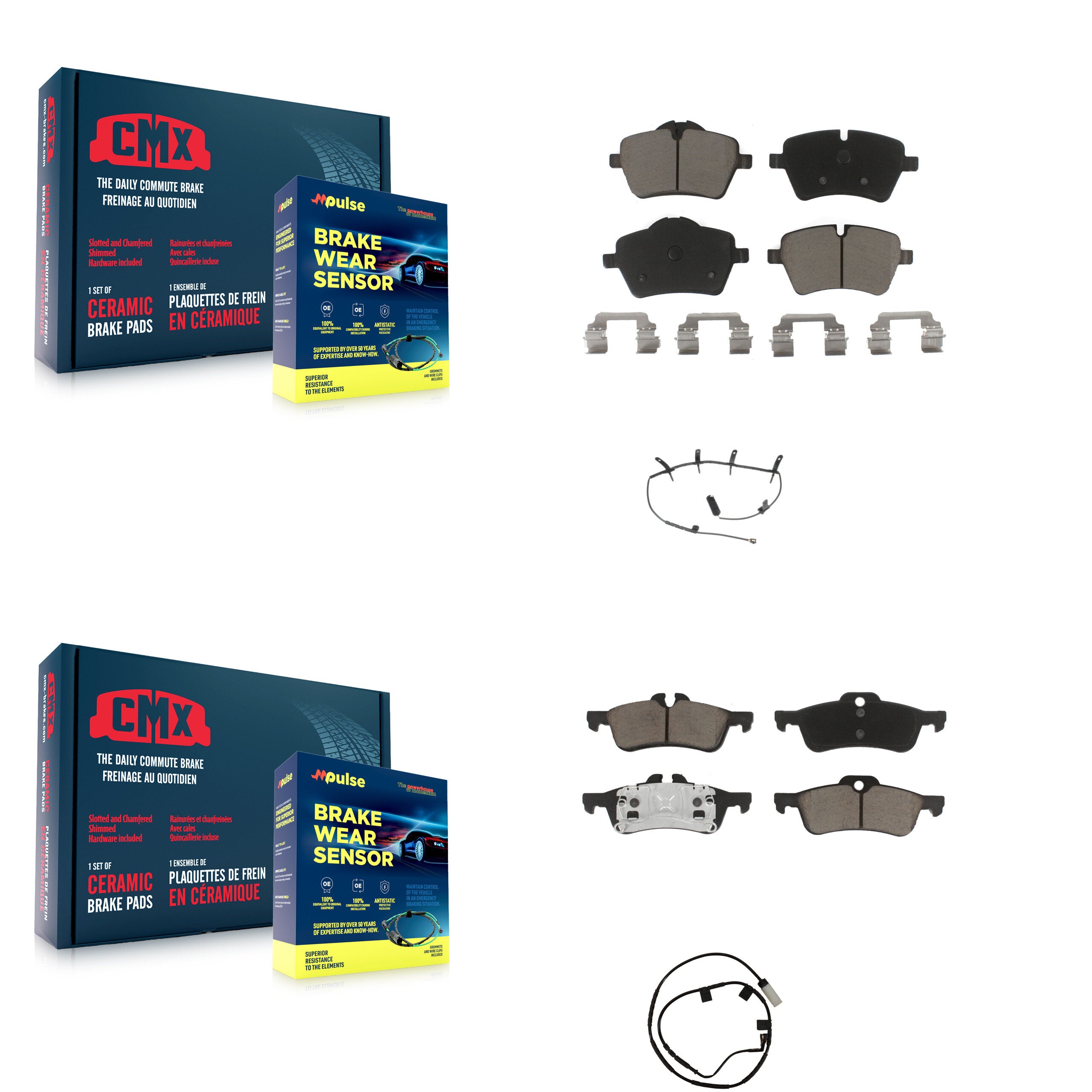 Front Rear Ceramic Disc Brake Pads And Wear Sensors Kit For 2006 Mini Cooper 1.6L KCW-100132