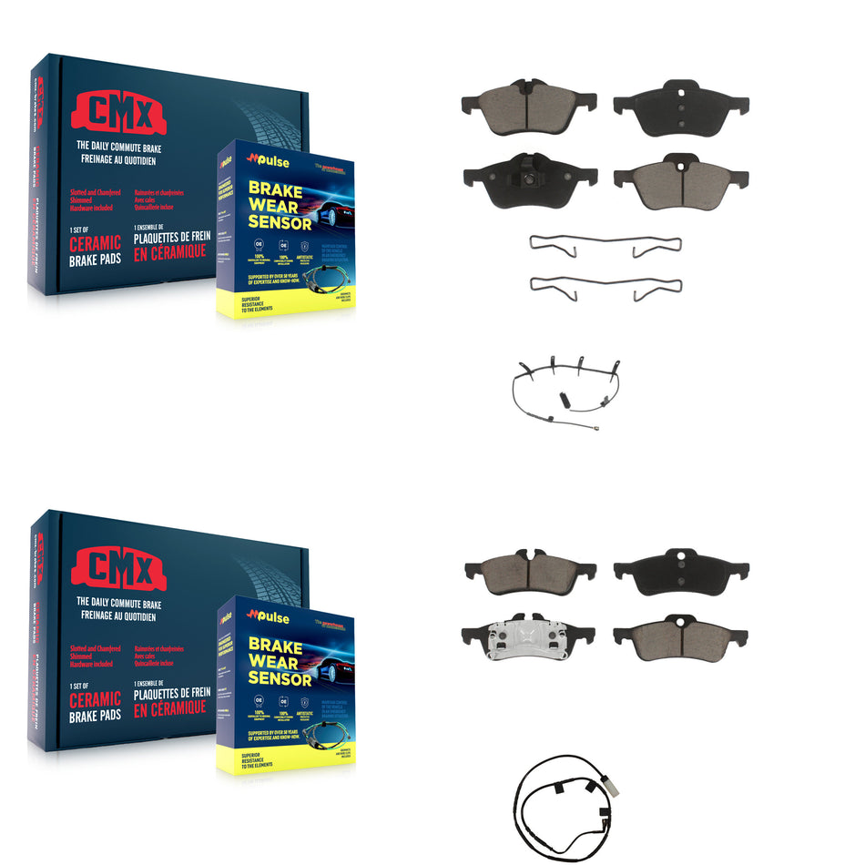 Front Rear Ceramic Disc Brake Pads And Wear Sensors Kit For 2006 Mini Cooper 1.6L KCW-100133