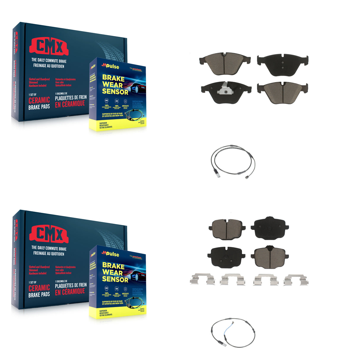Front Rear Ceramic Disc Brake Pad And Wear Sensor Kit For BMW 535i 640i Gran Coupe xDrive KCW-100142