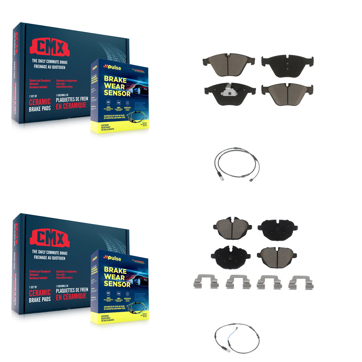 Front Rear Ceramic Disc Brake Pad & Wear Sensor Kit For BMW 535i 528i 535d ActiveHybrid 5 KCW-100143