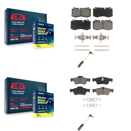 Front Rear Ceramic Disc Brake Pads And Wear Sensors Kit For Mercedes-Benz SL550 CL550 KCW-100147
