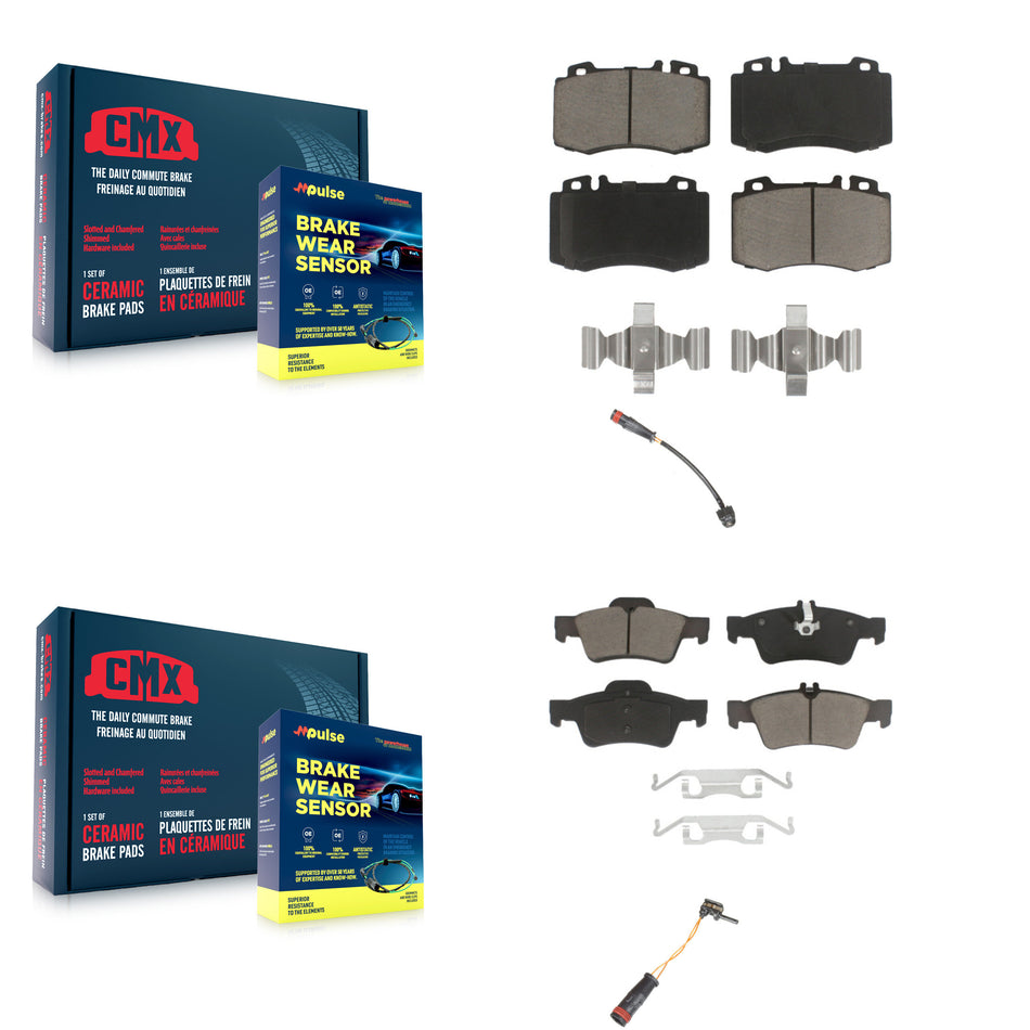 Front Rear Ceramic Brake Pad & Wear Sensor Kit For Mercedes-Benz SL500 with Sport Package KCW-100150