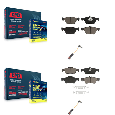 Front Rear Ceramic Disc Brake Pads And Wear Sensors Kit For Mercedes-Benz E350 E300 KCW-100151