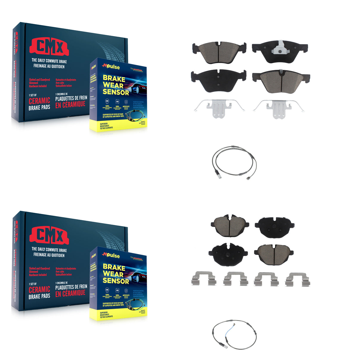 Front Rear Ceramic Disc Brake Pads And Wear Sensors Kit For BMW 528i KCW-100155
