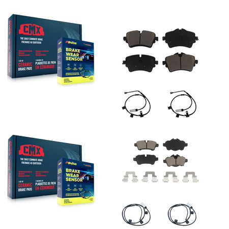 Front Rear Ceramic Disc Brake Pads And Wear Sensors Kit For 2015 Mini Cooper 1.6L KCW-100172