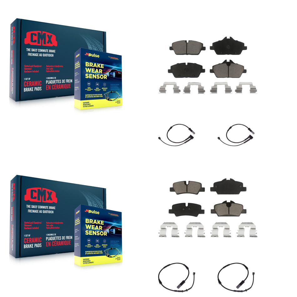 Front Rear Ceramic Disc Brake Pads And Wear Sensors Kit For Mini Cooper KCW-100173