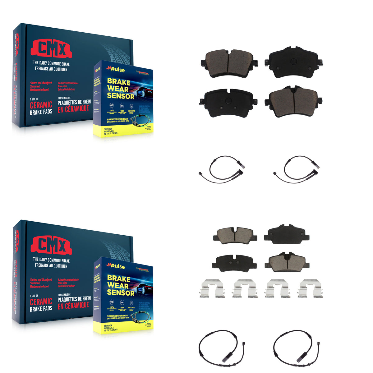 Front Rear Ceramic Disc Brake Pads And Wear Sensors Kit For Mini Cooper KCW-100174