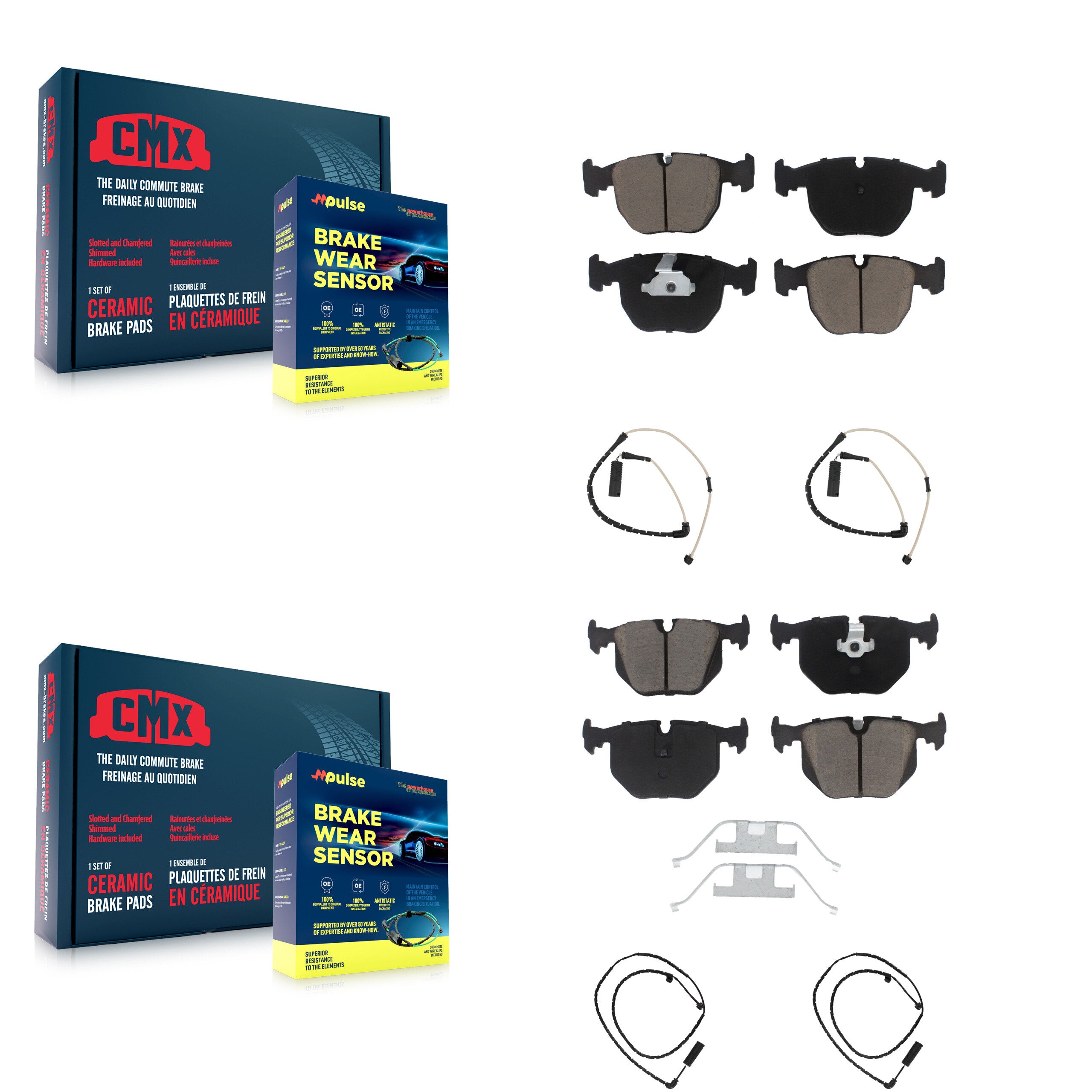 Front Rear Ceramic Disc Brake Pads And Wear Sensors Kit For Land Rover Range KCW-100177