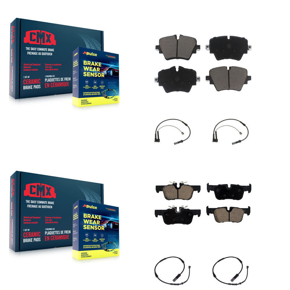 Front Rear Ceramic Brake Pads & Wear Sensor Kit For BMW X1 Mini Cooper Countryman X2 228i KCW-100196