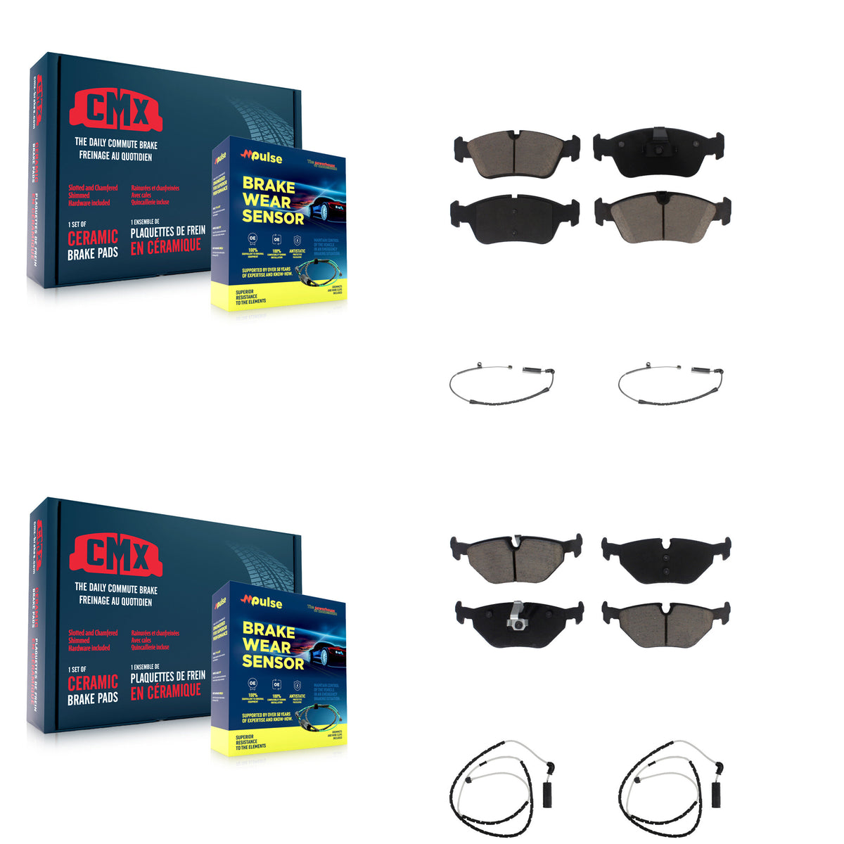 Front Rear Ceramic Disc Brake Pads And Wear Sensors Kit For BMW Z4 KCW-100200