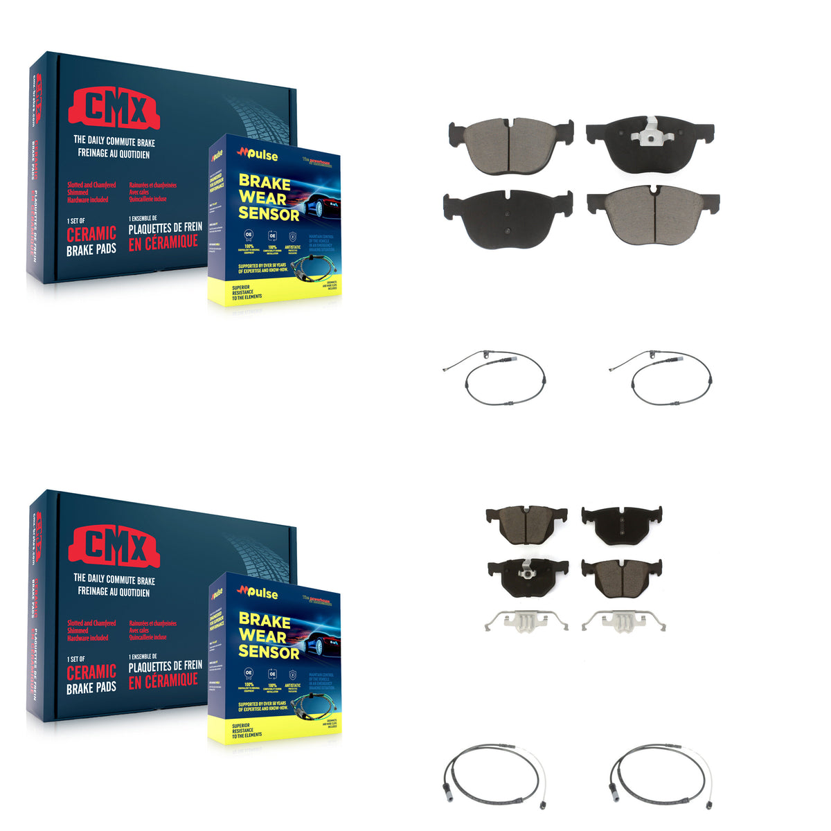 Front Rear Ceramic Disc Brake Pads And Wear Sensors Kit For BMW X5 X6 KCW-100203