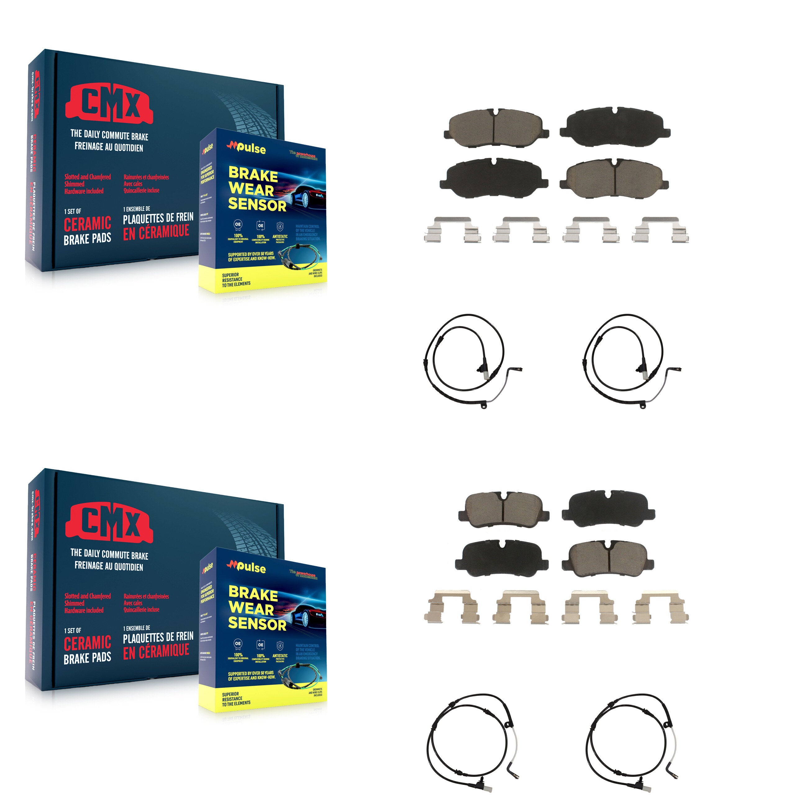 Front Rear Ceramic Disc Brake Pads And Wear Sensors Kit For Land Rover Range Sport KCW-100205