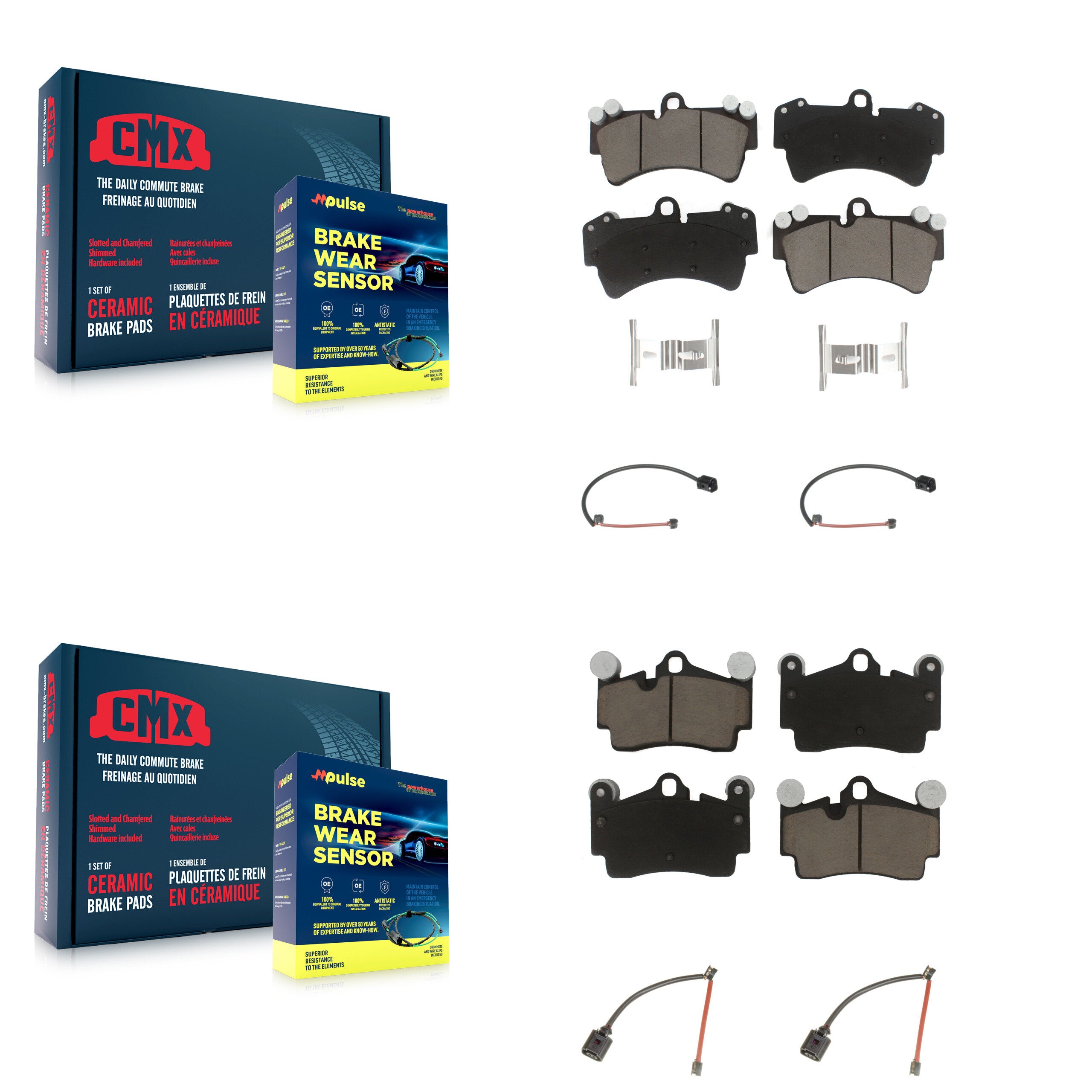 Front Rear Ceramic Disc Brake Pads And Wear Sensors Kit For Audi Q7 Porsche Cayenne KCW-100212