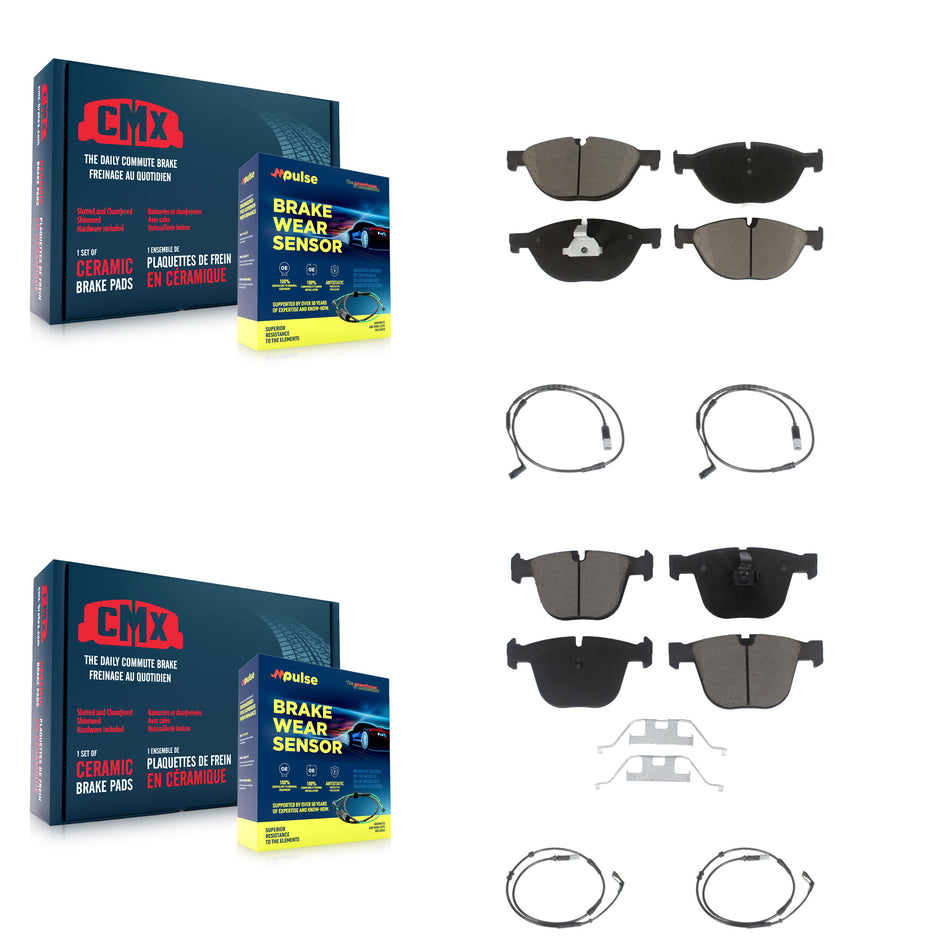 Front Rear Ceramic Disc Brake Pads And Wear Sensors Kit For 2009 BMW 750i 750Li KCW-100215