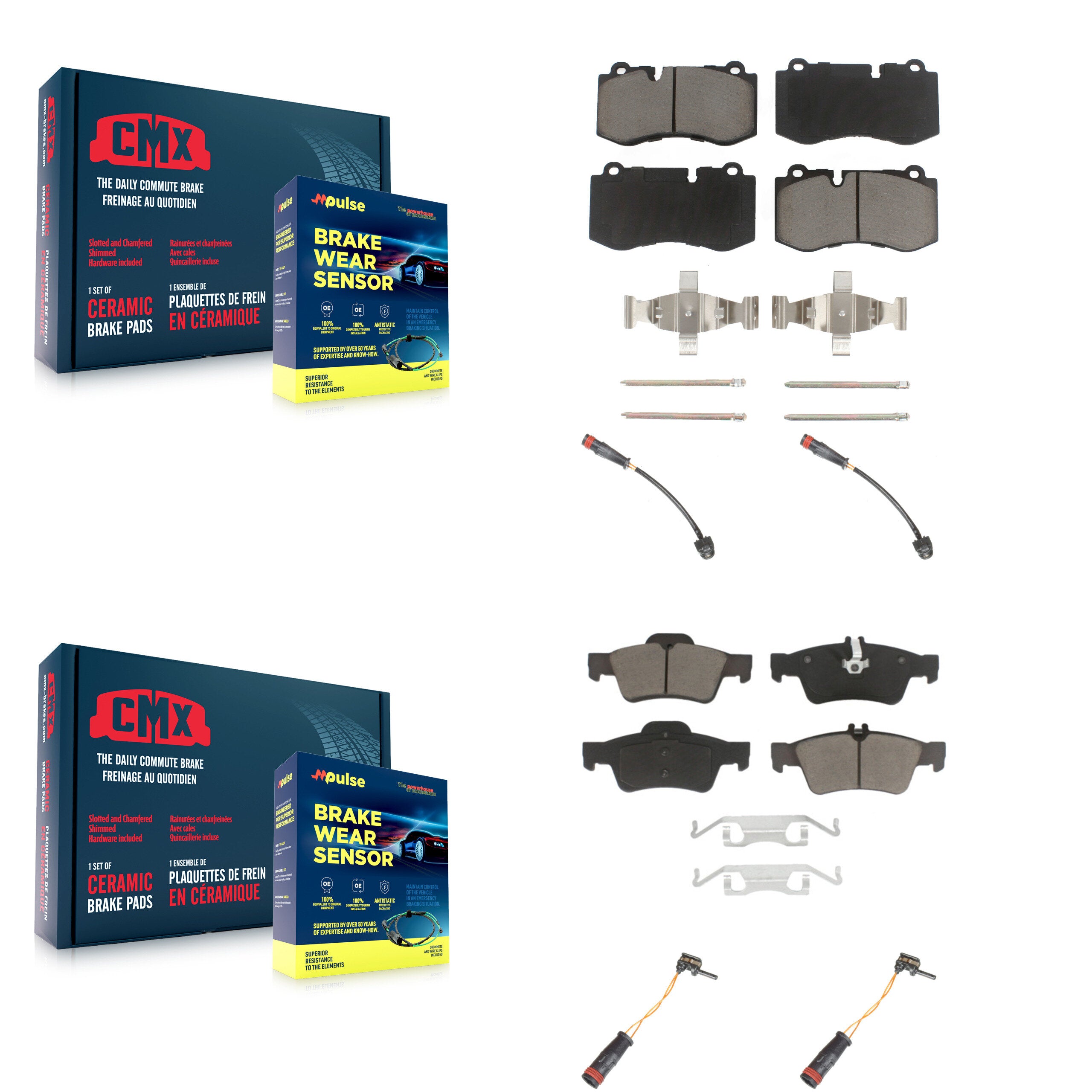 Front Rear Ceramic Brake Pads Wear Sensor Kit For Mercedes-Benz S550 S450 CL550 S400 S600 KCW-100216