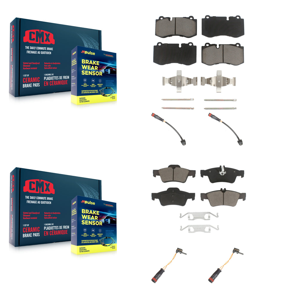 Front Rear Ceramic Brake Pads Wear Sensor Kit For Mercedes-Benz S550 S450 CL550 S400 S600 KCW-100216