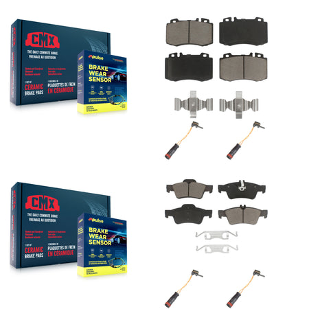 Front Rear Ceramic Brake Pad Wear Sensor Kit For Mercedes-Benz E350 SL500 SL550 E550 S500 KCW-100219
