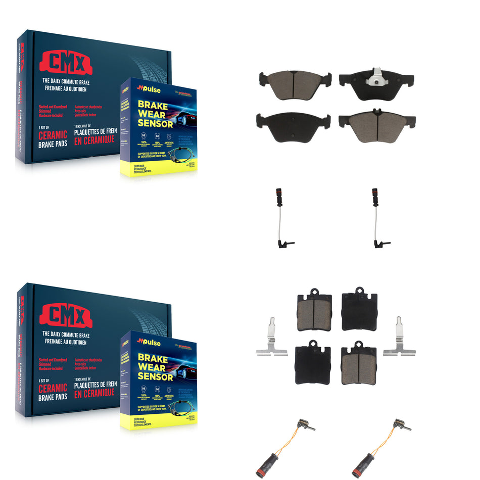 Front Rear Ceramic Disc Brake Pads And Wear Sensors Kit For Mercedes-Benz CLK320 KCW-100224