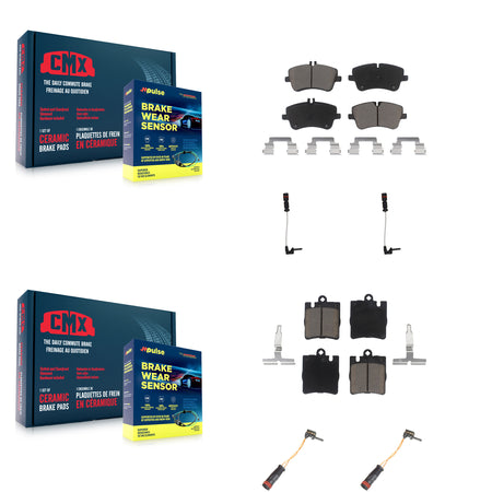 Front Rear Ceramic Brake Pads Wear Sensor Kit For 03 Mercedes-Benz CLK320 Coupe with 3.2L KCW-100225