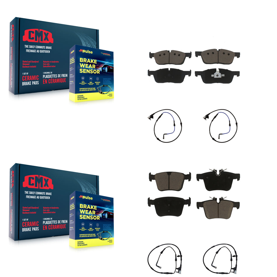 Front Rear Ceramic Disc Brake Pads And Wear Sensors Kit For Jaguar XE XF KCW-100227
