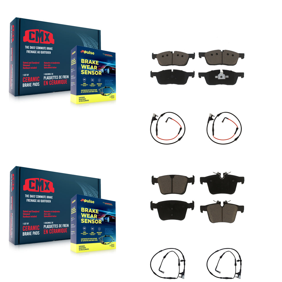 Front Rear Ceramic Disc Brake Pads And Wear Sensors Kit For Jaguar XE KCW-100229