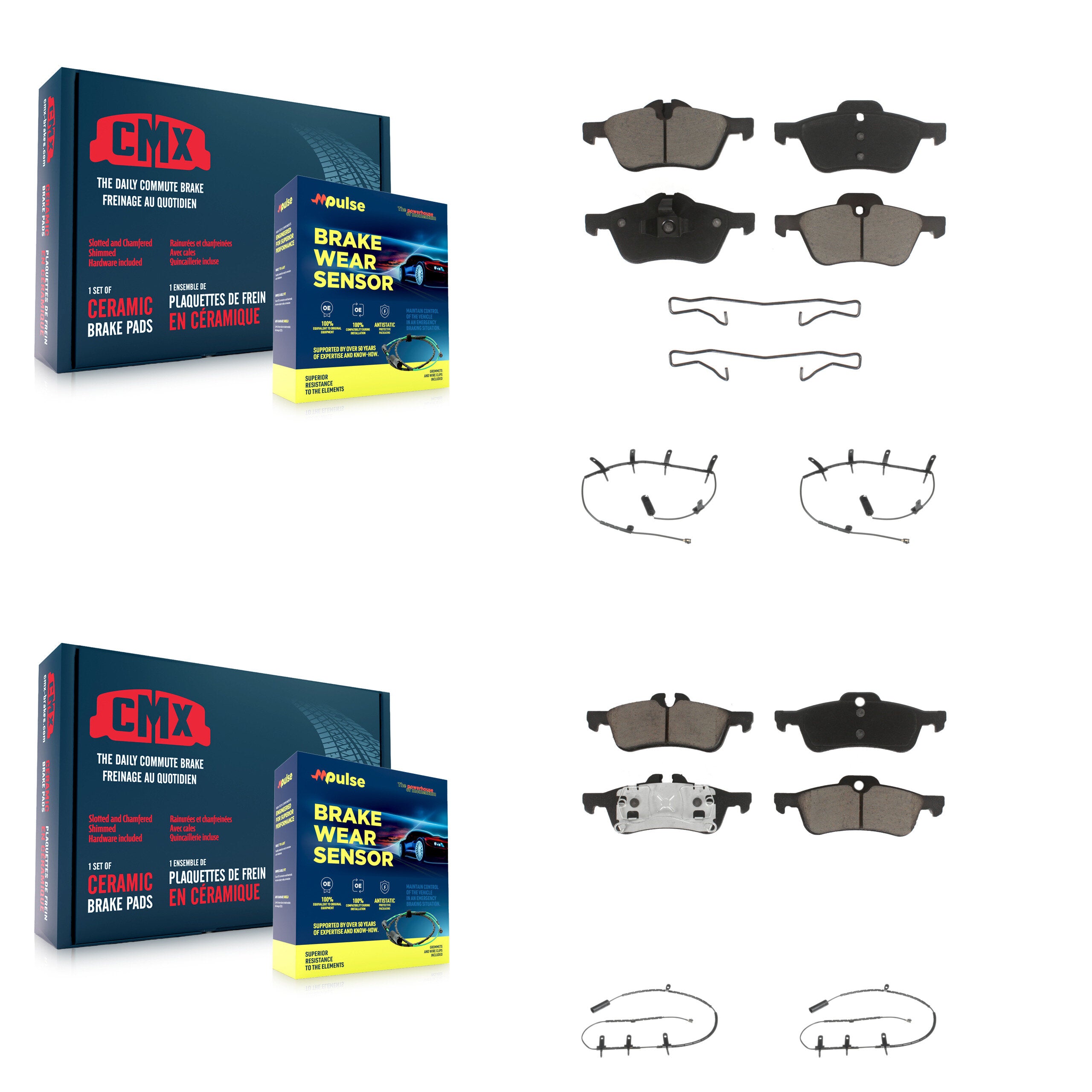 Front Rear Ceramic Disc Brake Pads And Wear Sensors Kit For Mini Cooper KCW-100242