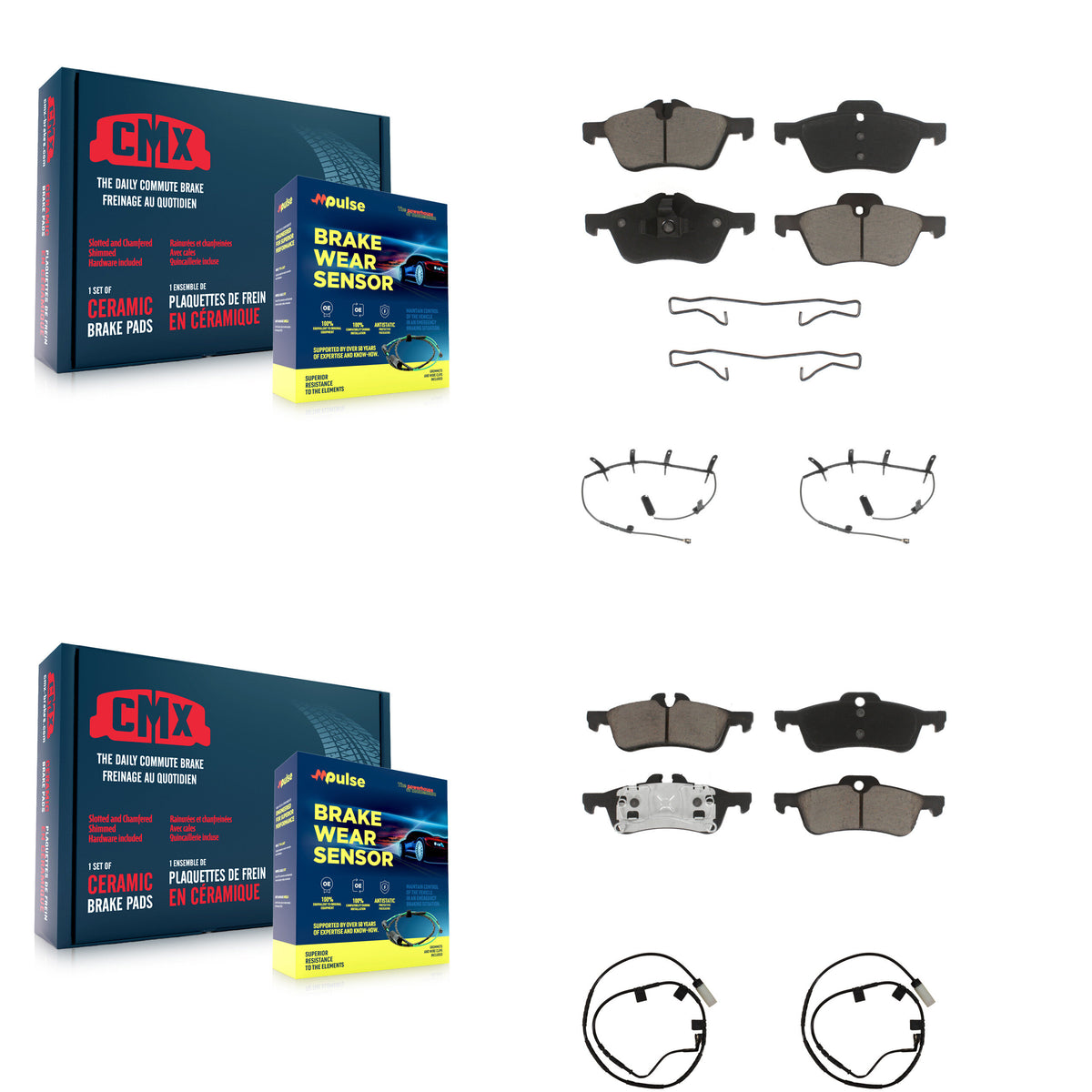Front Rear Ceramic Disc Brake Pads And Wear Sensors Kit For 2006 Mini Cooper 1.6L KCW-100244