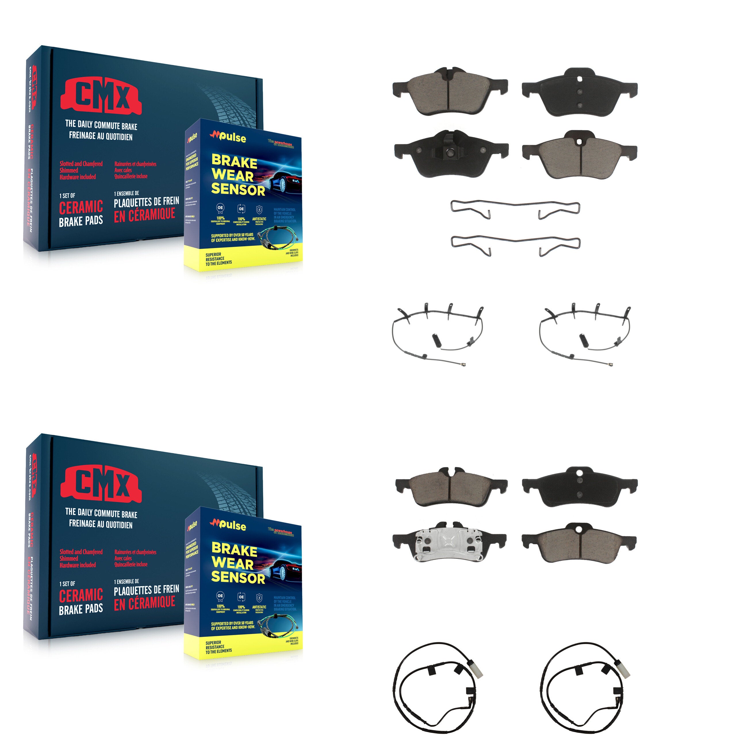 Front Rear Ceramic Disc Brake Pads And Wear Sensors Kit For 2006 Mini Cooper 1.6L KCW-100244