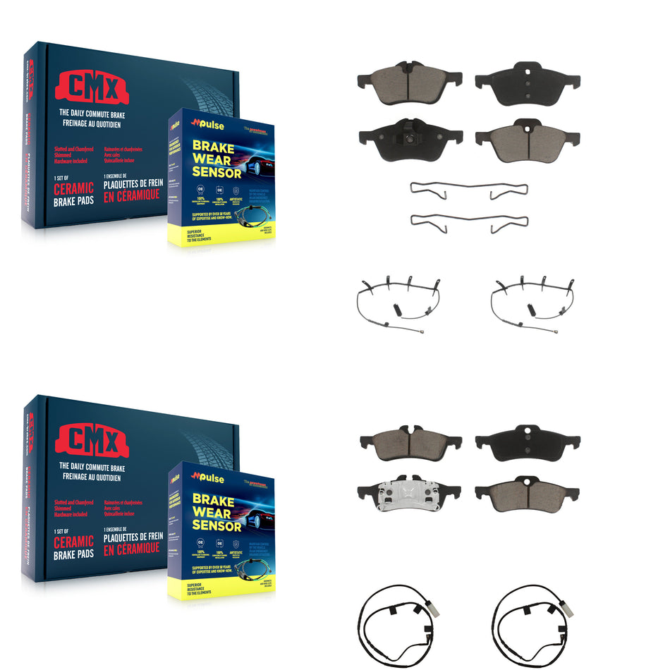 Front Rear Ceramic Disc Brake Pads And Wear Sensors Kit For 2006 Mini Cooper 1.6L KCW-100244