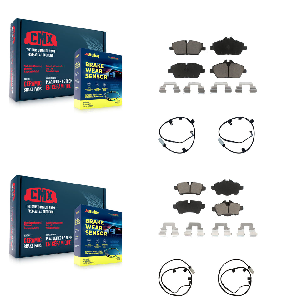 Front Rear Ceramic Disc Brake Pads And Wear Sensors Kit For Mini Cooper KCW-100246