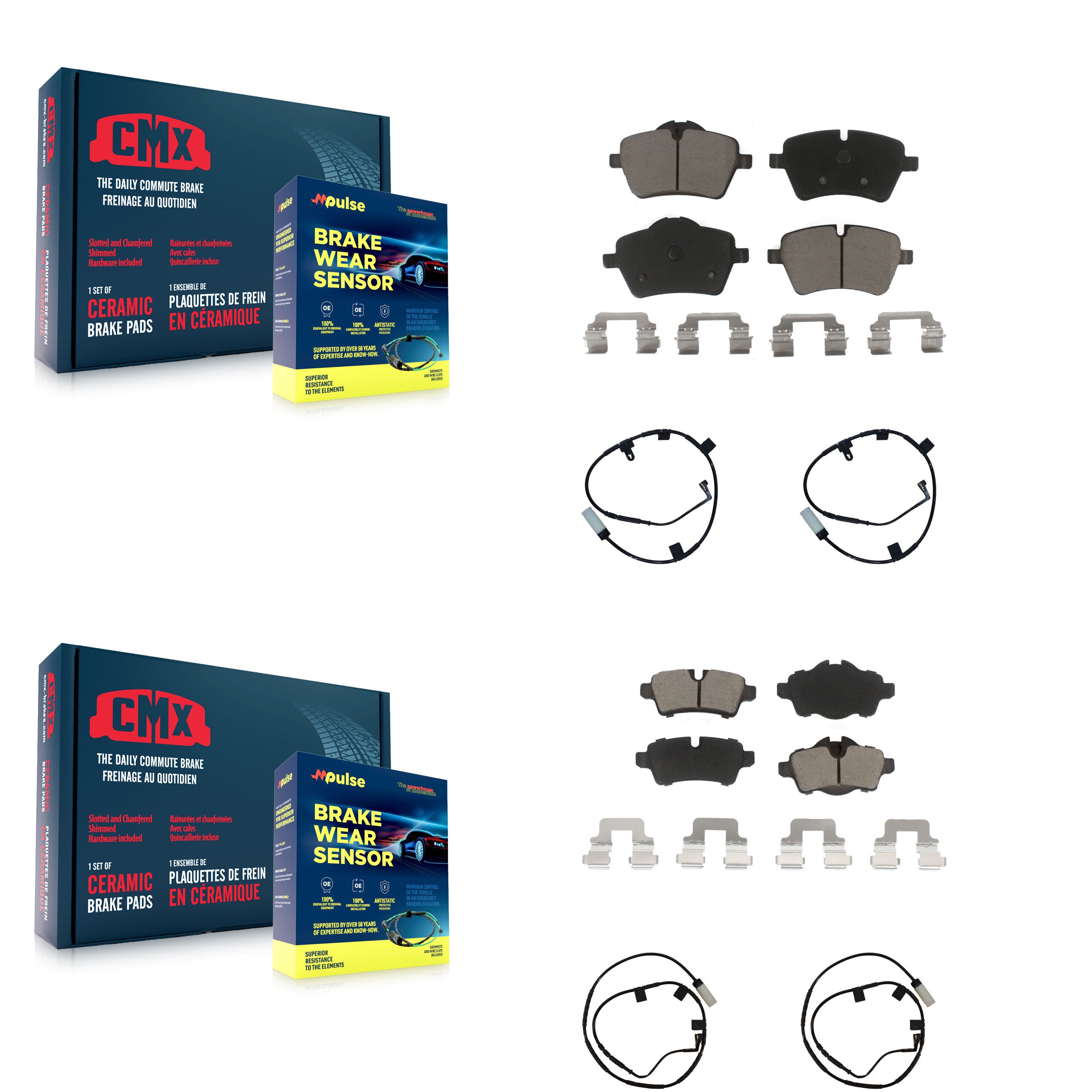 Front Rear Ceramic Disc Brake Pads And Wear Sensors Kit For Mini Cooper KCW-100247