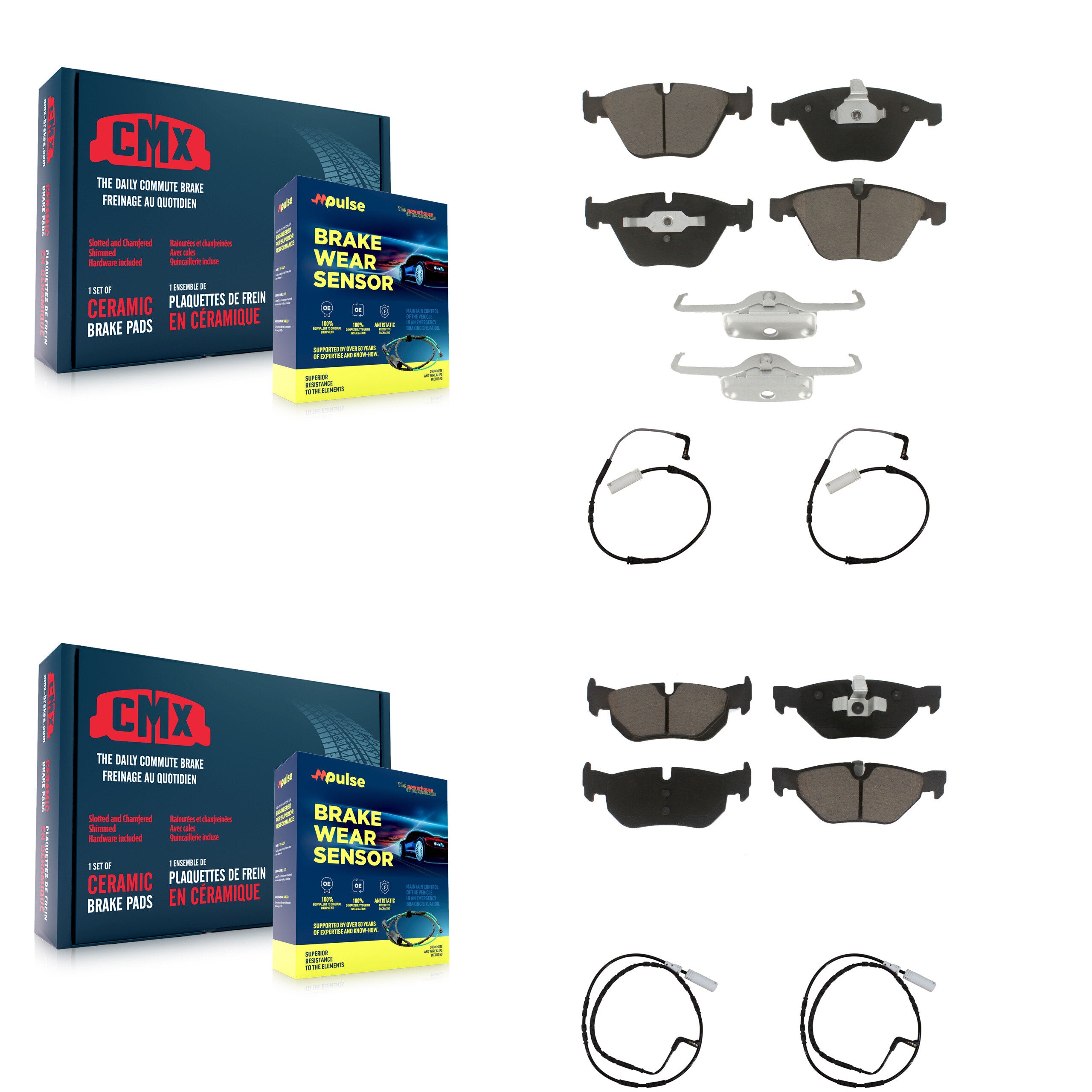 Front Rear Ceramic Disc Brake Pads And Wear Sensors Kit For BMW 323i 328i KCW-100251