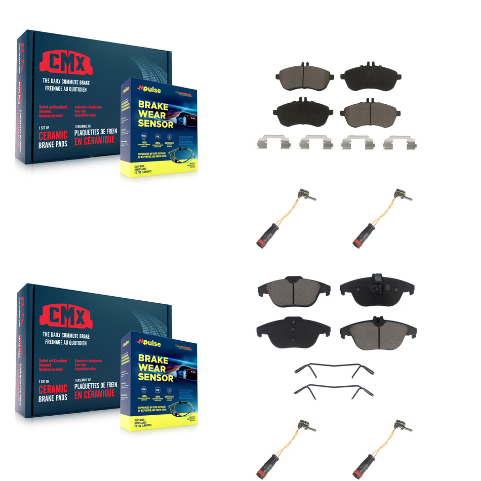 Front Rear Ceramic Disc Brake Pads And Wear Sensors Kit For Mercedes-Benz C300 C250 C230 KCW-100268