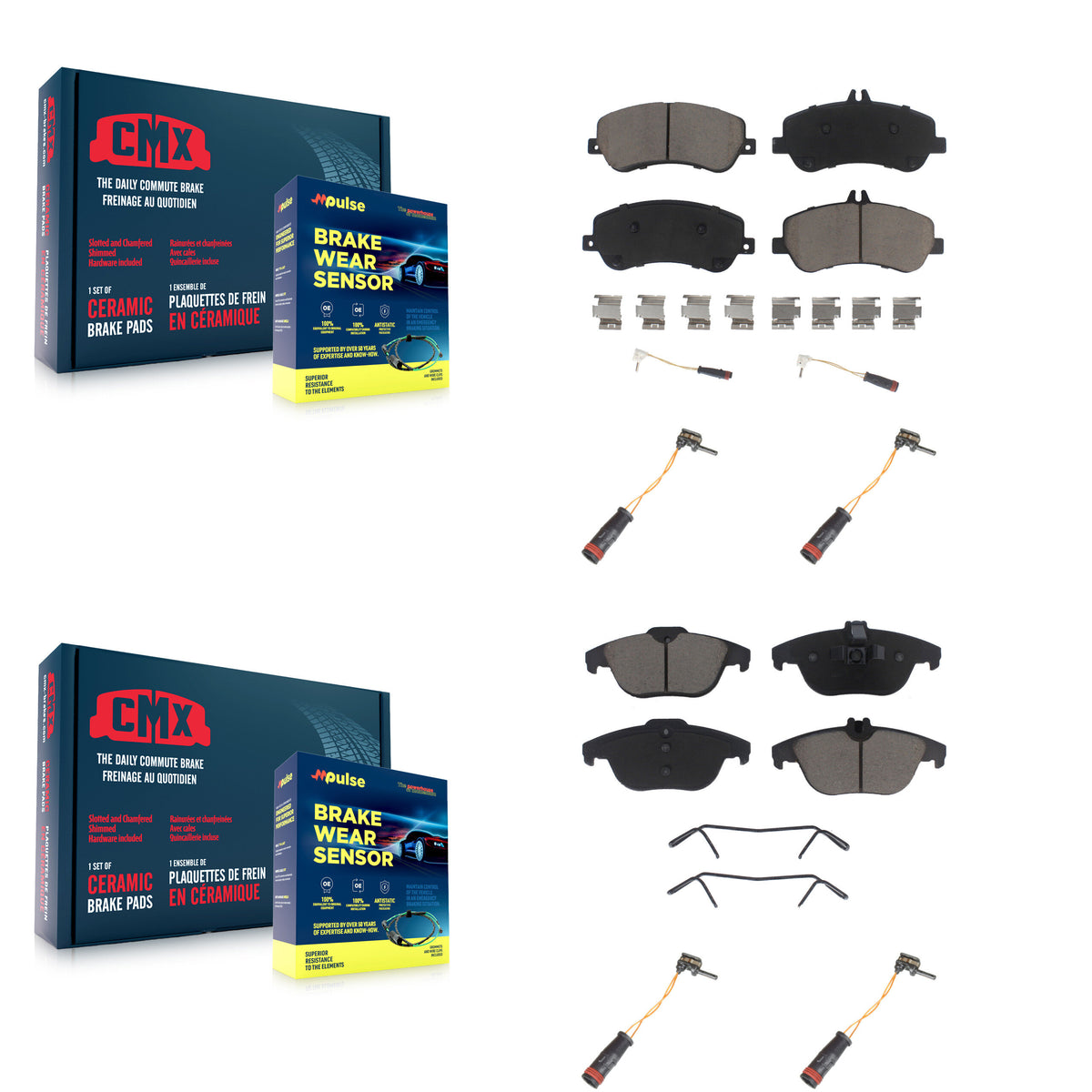 Front Rear Ceramic Disc Brake Pad & Extra Wear Sensor Kit For Mercedes-Benz GLK350 GLK250 KCW-100270