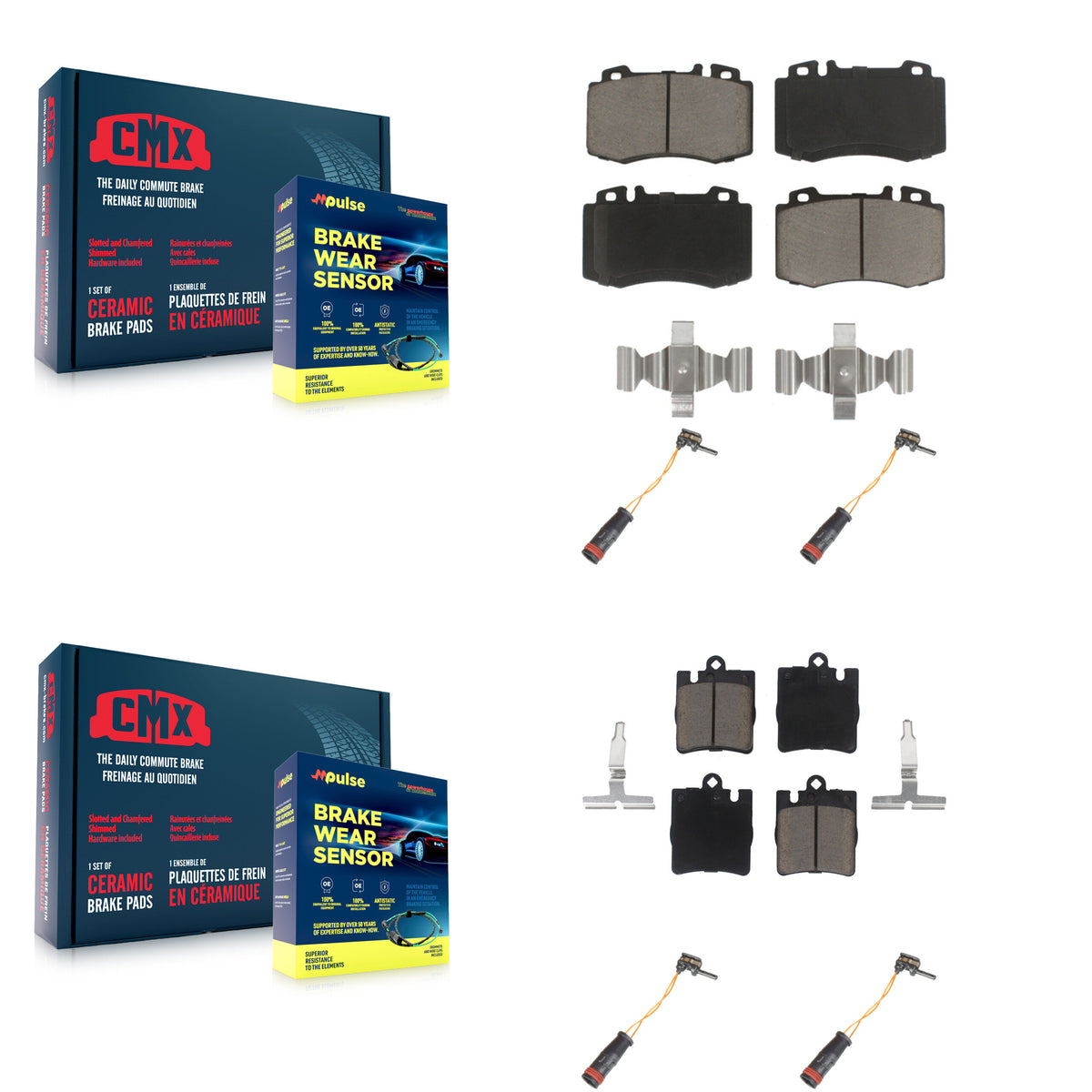 Front Rear Ceramic Disc Brake Pad Wear Sensor Kit For Mercedes-Benz C230 SLK350 C320 C350 KCW-100273