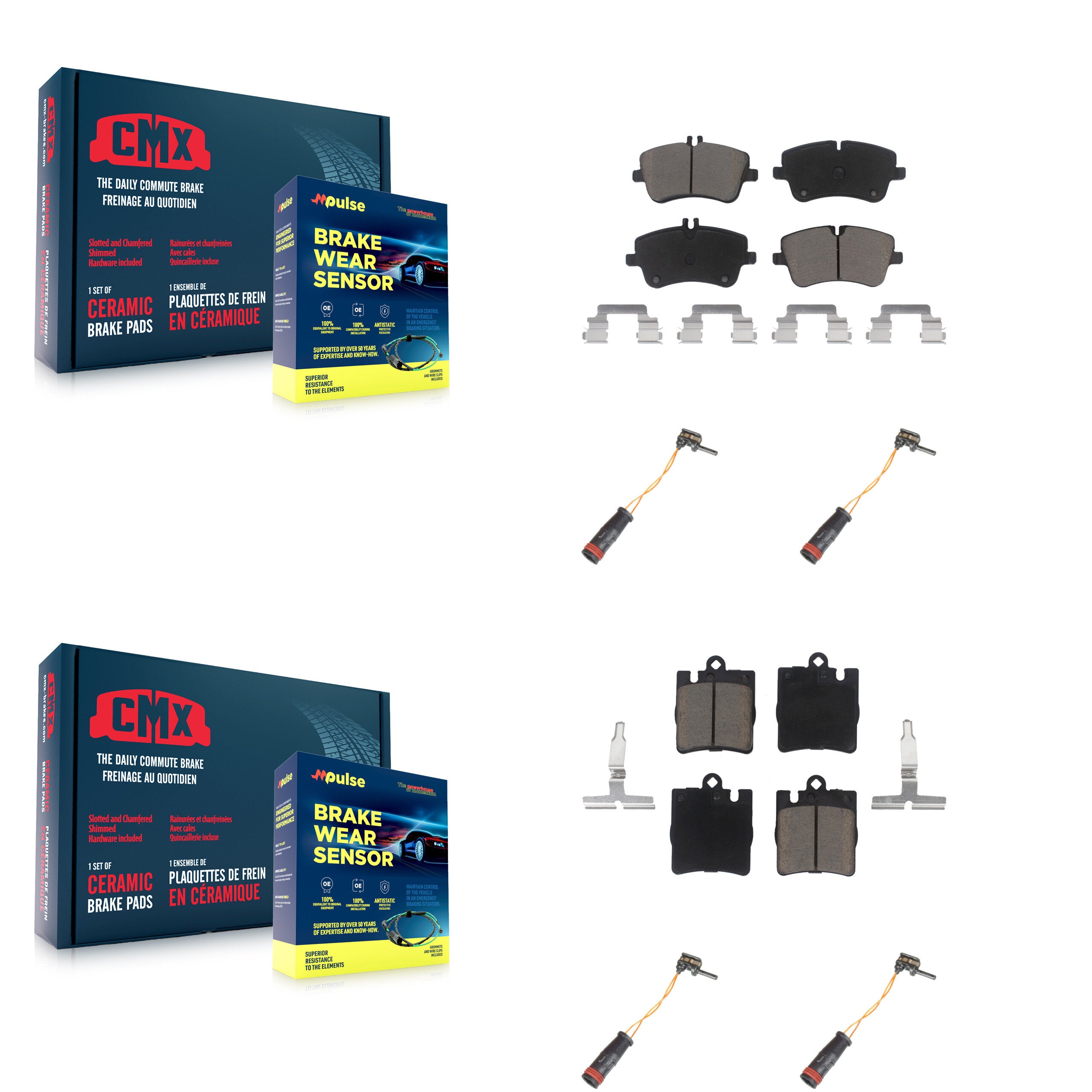 Front Rear Ceramic Disc Brake Pad Wear Sensor Kit For Mercedes-Benz C280 C320 CLK320 C350 KCW-100275