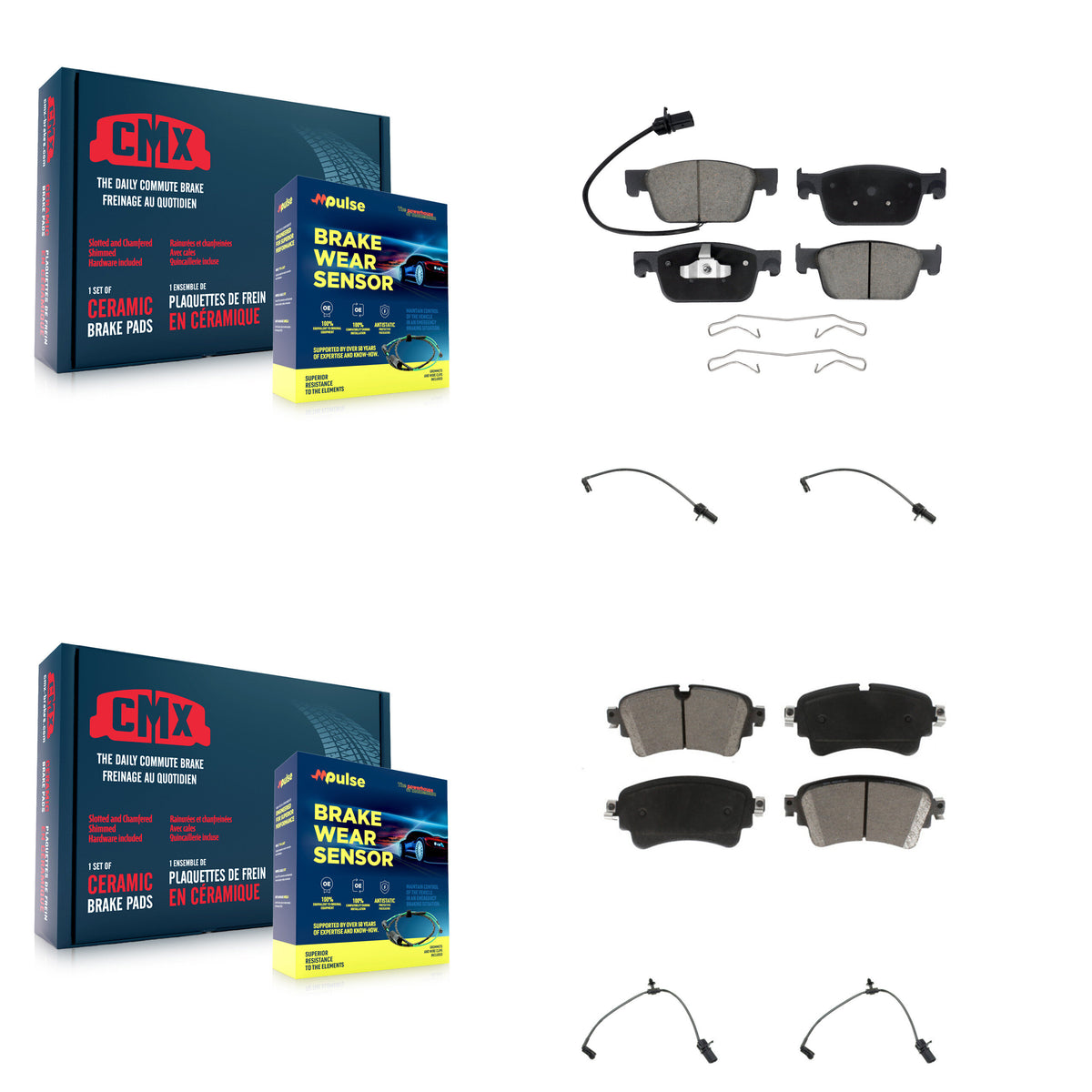 Front Rear Ceramic Disc Brake Pads Extra Wear Sensor Kit For Audi A4 Quattro A5 Sportback KCW-100279