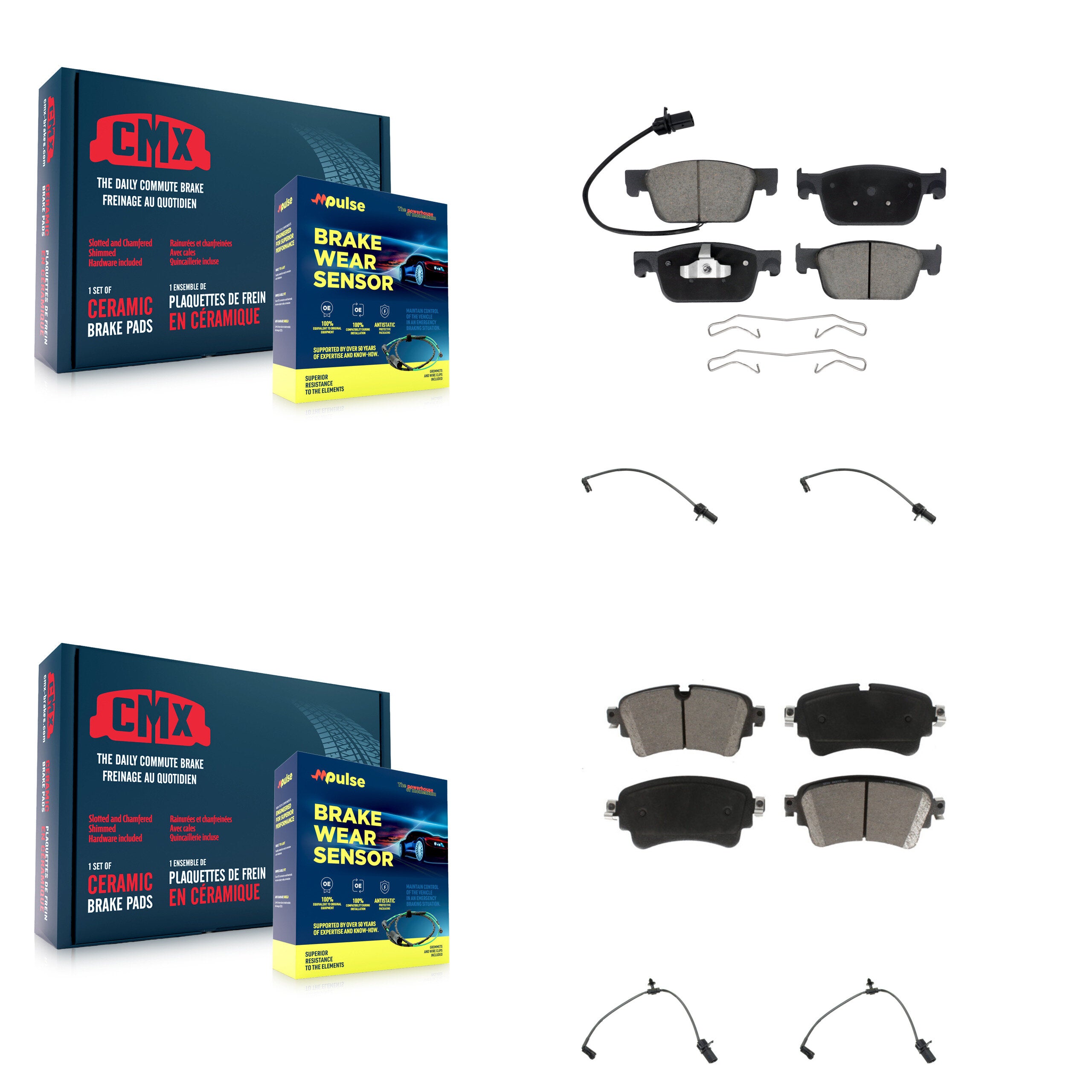 Front Rear Ceramic Disc Brake Pads Extra Wear Sensor Kit For Audi A4 Quattro A5 Sportback KCW-100279