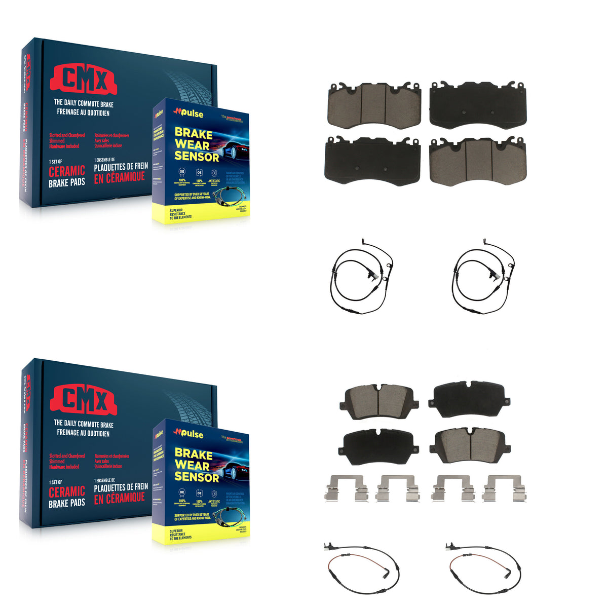 Front Rear Ceramic Disc Brake Pads And Wear Sensors Kit For Land Rover Range Sport KCW-100292