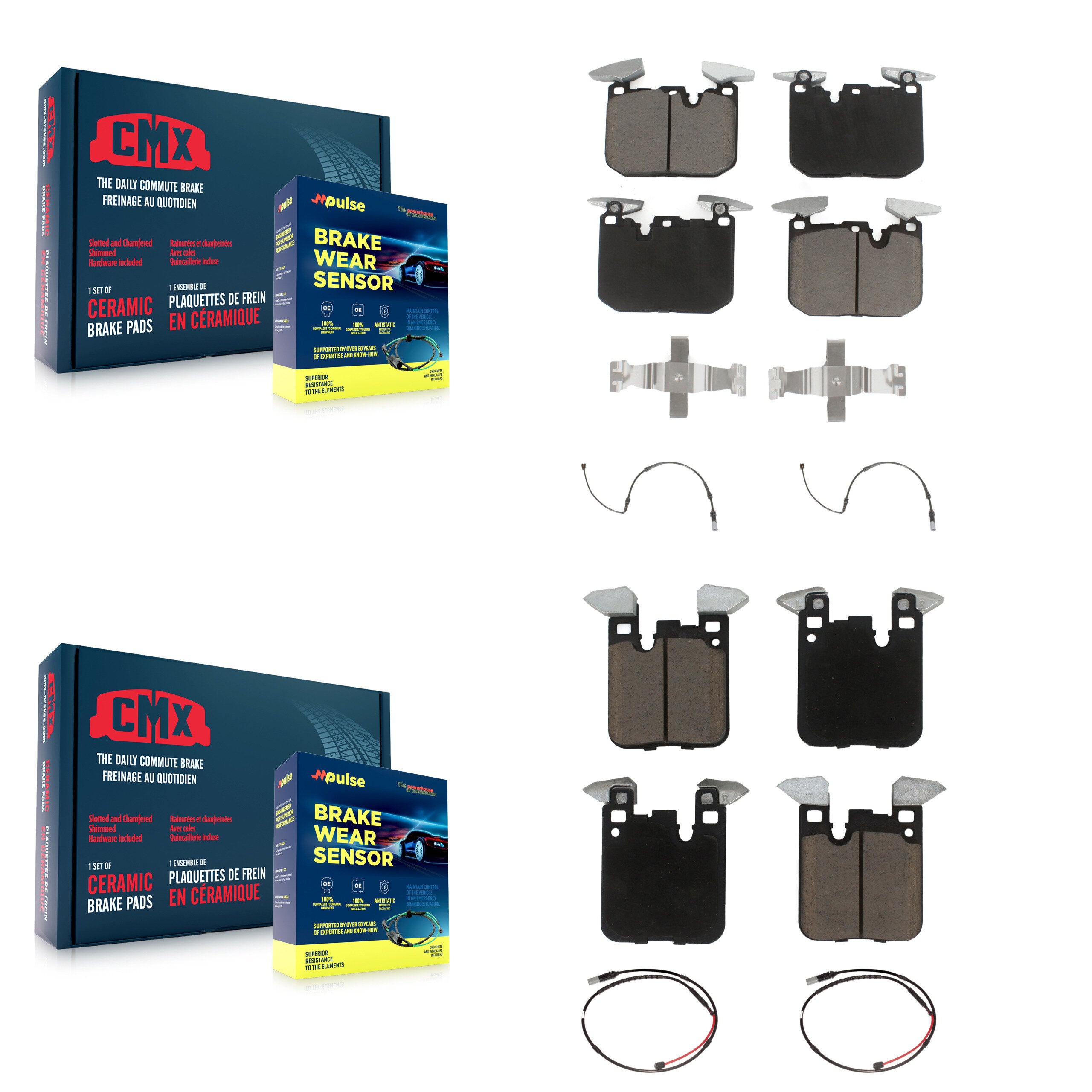 Front Rear Ceramic Disc Brake Pads And Wear Sensors Kit For BMW M3 M2 KCW-100301
