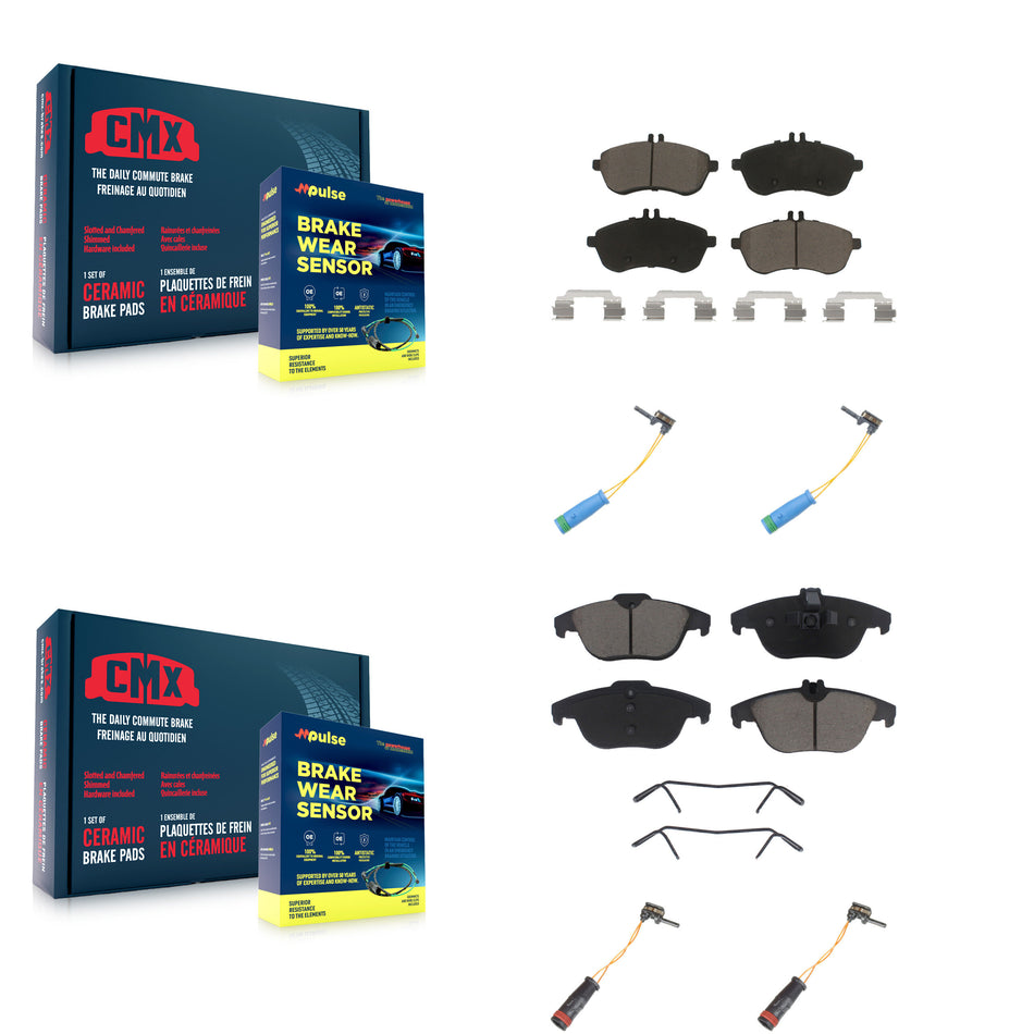Front Rear Ceramic Brake Pad Wear Sensor Kit For Mercedes-Benz C250 Without Sport Package KCW-100306