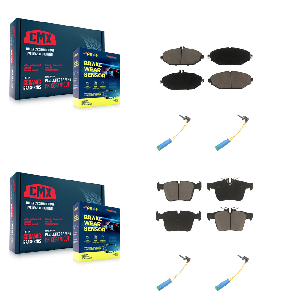 Front Rear Ceramic Brake Pad Wear Sensor Kit For Mercedes-Benz C300 Without Sport Package KCW-100309