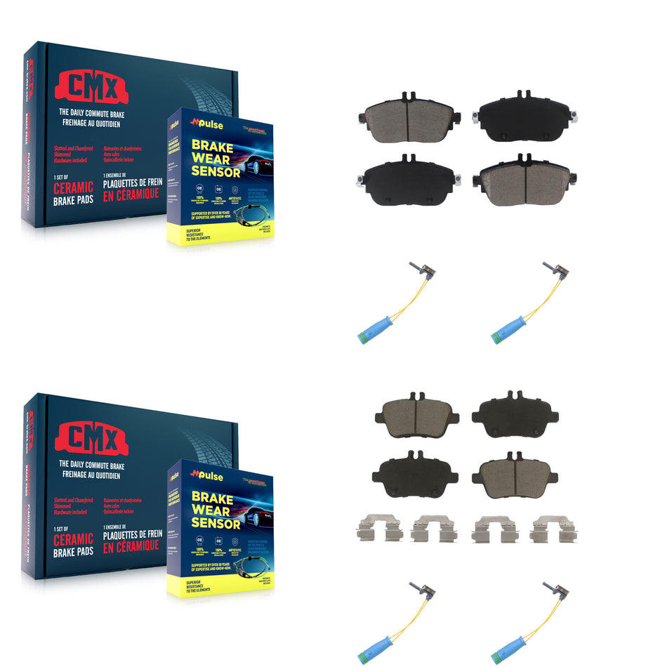 Front Rear Ceramic Disc Brake Pads & Wear Sensor Kit For Mercedes-Benz CLA250 GLA250 2.0L KCW-100310