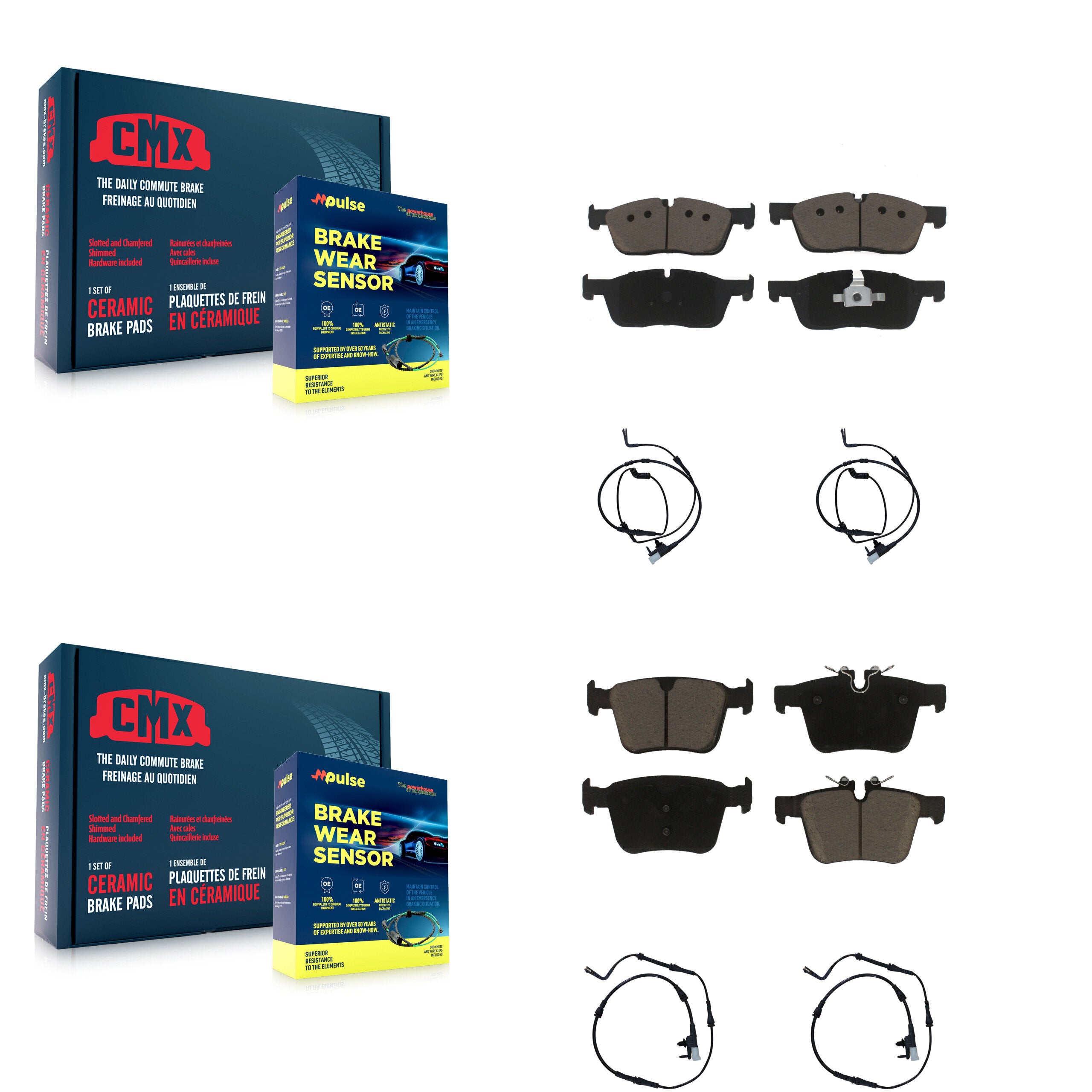 Front Rear Ceramic Disc Brake Pads And Wear Sensors Kit For Land Rover Discovery Sport KCW-100314