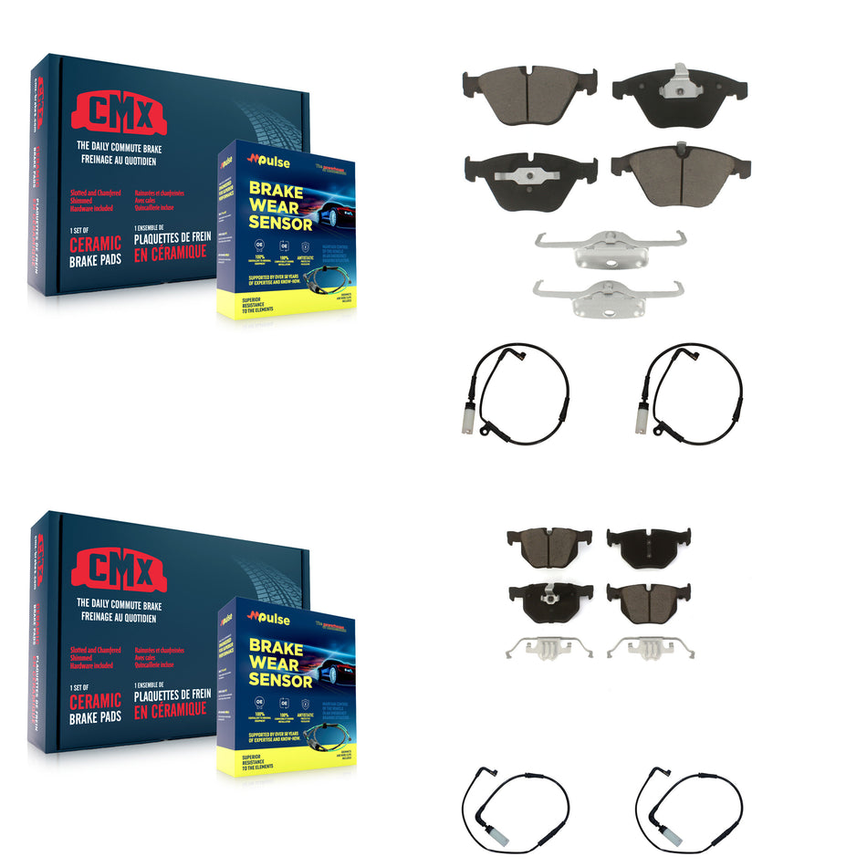 Front Rear Ceramic Disc Brake Pads And Wear Sensor Kit For BMW 530i 528i xDrive 525i 535i KCW-100318