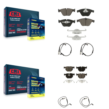Front Rear Ceramic Brake Pads & Wear Sensor Kit For 09-10 BMW 535i xDrive Wagon with 3.0L KCW-100321