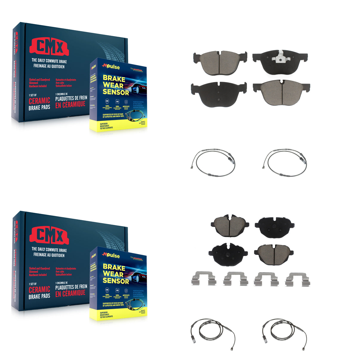Front Rear Ceramic Disc Brake Pads And Wear Sensors Kit For 2016-2018 BMW X4 M40i KCW-100326