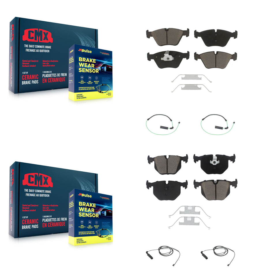 Front Rear Ceramic Disc Brake Pads And Wear Sensors Kit For BMW 330Ci 330i 330xi 3.0L KCW-100328